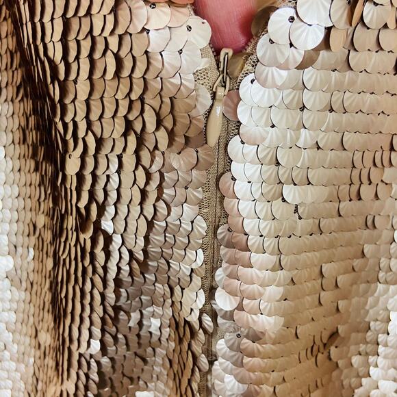 CeCe Sequin Dress Gatsby Flapper 20s Sexy Party Blush Gold Bohemian Luxe sz 14 - Picture 11 of 16